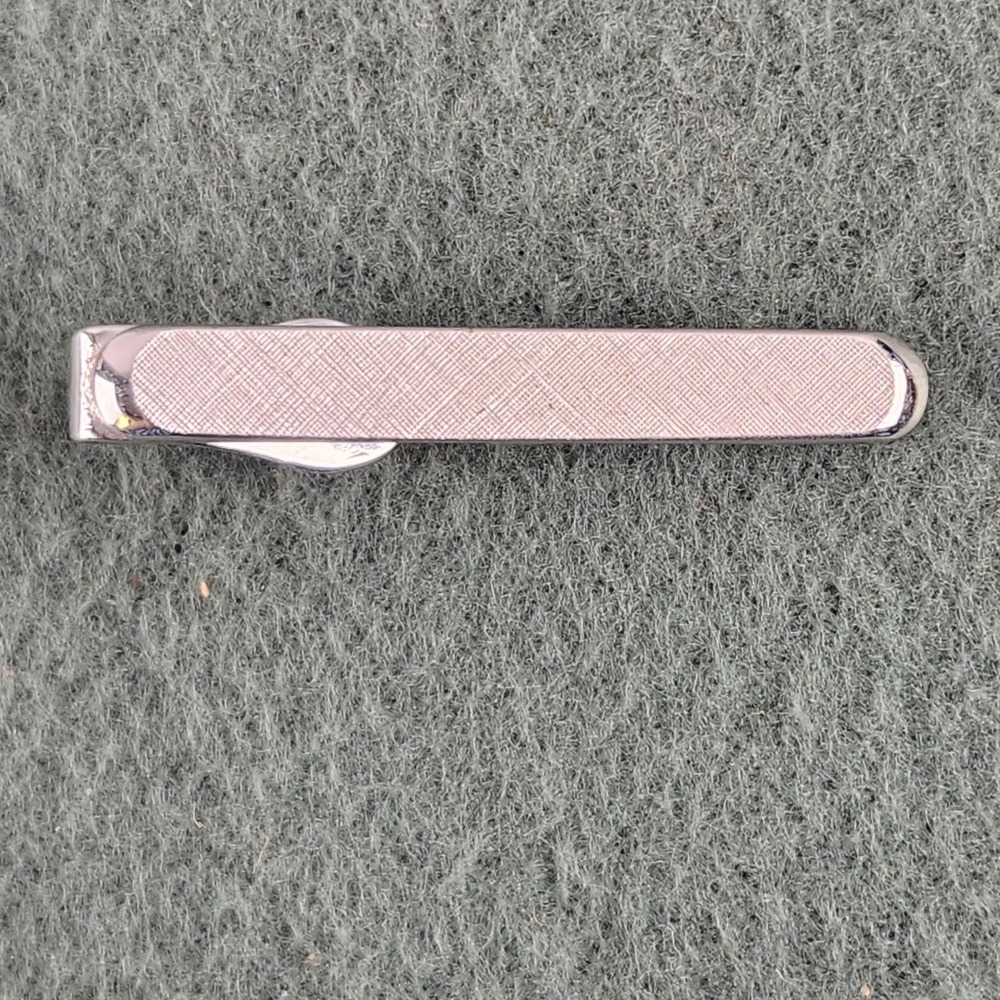 Vintage Swank Tie Bar Silver Tone Rectangle Signed Men's Tie Clip Weave